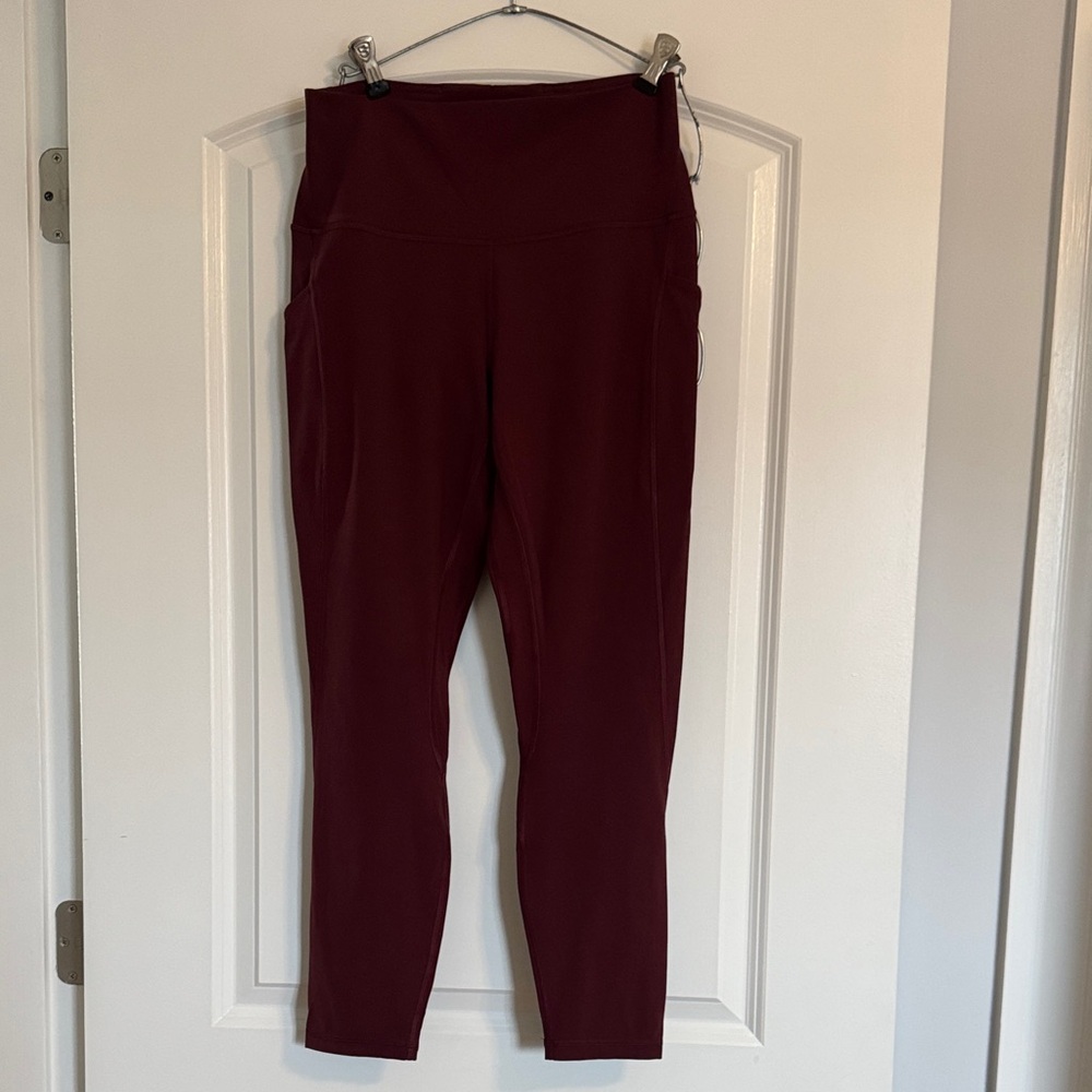 High-Waist Burgundy Active Cropped Leggings for Women